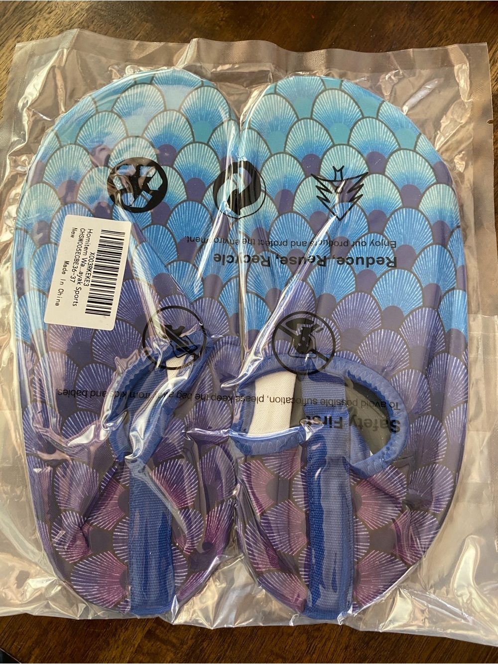 Blue & Purple Shell-Print Flip Flops - Picture 2 of 4